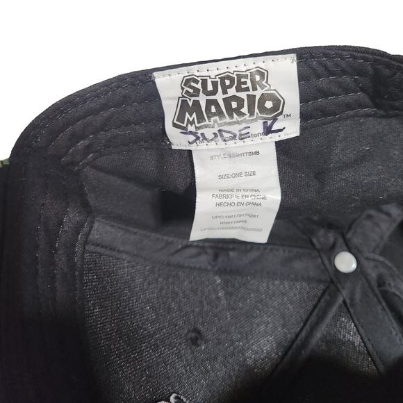 Super Mario Bros black hat cap Mario and Luigi one size - Picture 4 of 6